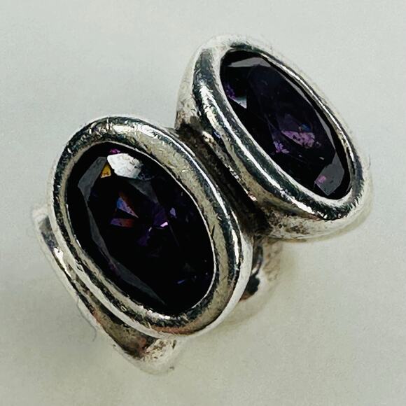 Pandora Sterling Silver Purple Stone Slider Bead Charm 925 - Picture 4 of 4